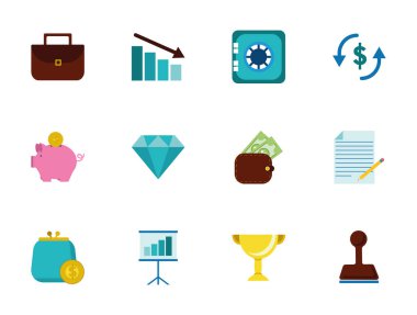 finans iş simgeleri beyaz arkaplanda ayarlandı