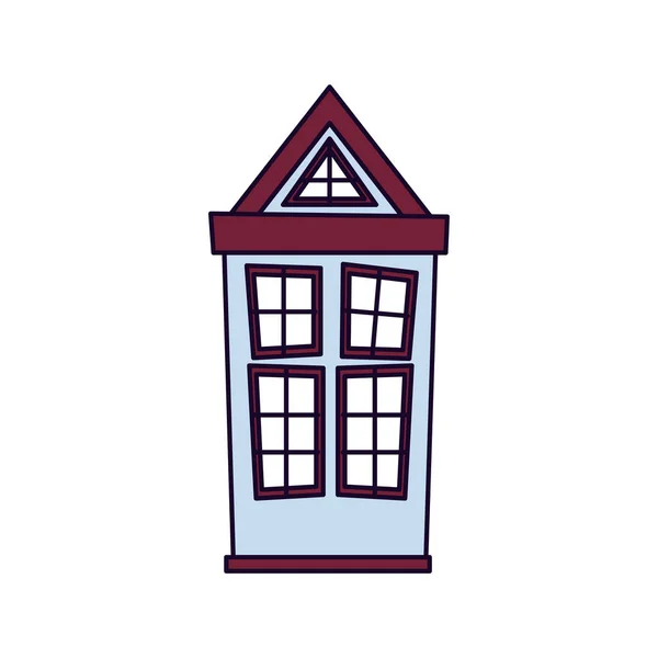 Maison façade architecture dessin animé icône — Image vectorielle