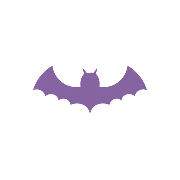 Purple bat open wings on white background — Stock vektor