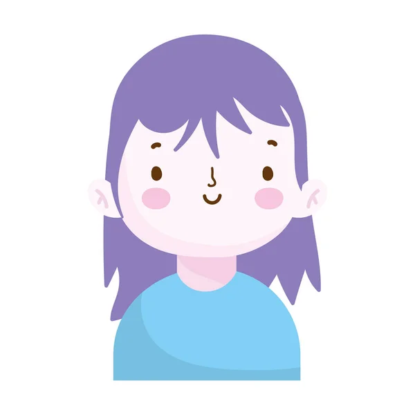 Cute little girl portrait cartoon, children — Stock Vector