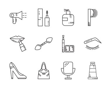 makyaj kozmetik mücevher kadınsı şeyler simgeler çizgi biçimi belirler