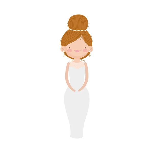 Wedding bride woman elegant dress cartoon character — Vector de stock