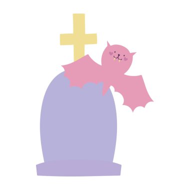 Cadılar bayramınız kutlu olsun Uçan yarasa ve mezar taşı haçı