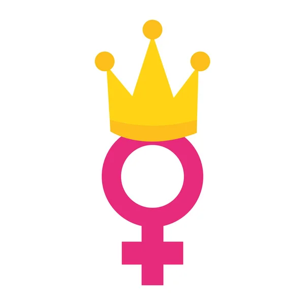 Símbolo de género femenino con un estilo de arte pop de corona — Archivo Imágenes Vectoriales