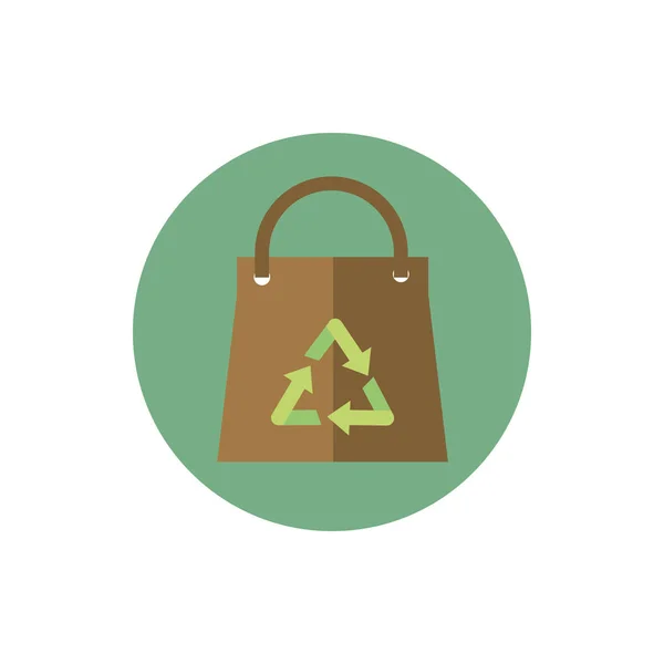Paper shopping bag recycle green energy block icon — Stock Vector
