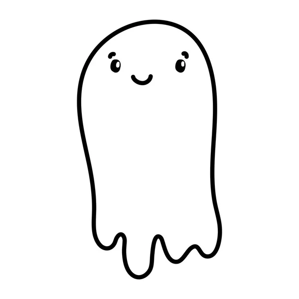 Happy halloween celebration scary ghost cartoon line style — 图库矢量图片