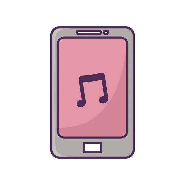 Smartphone music note icon on white background — Vettoriale Stock