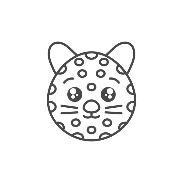 Cute leopard wild animal line style icon — Stock Vector