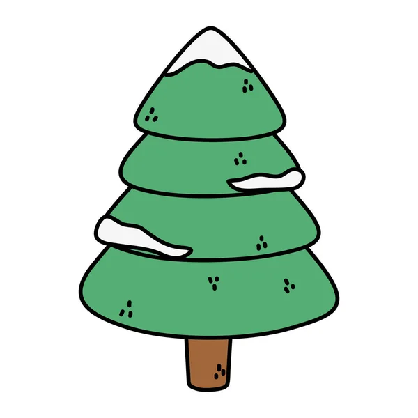 Pine tree with snow decoration merry christmas — Stockvektor