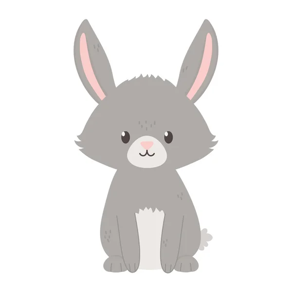 Gray bunny sitting on white background — Vetor de Stock