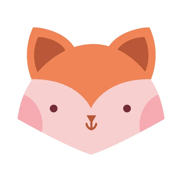 Little fox head animal cartoon icon — Stock Vector