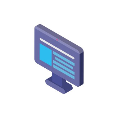 Dijital bilgisayar izometrik ikon vektör tasarımı