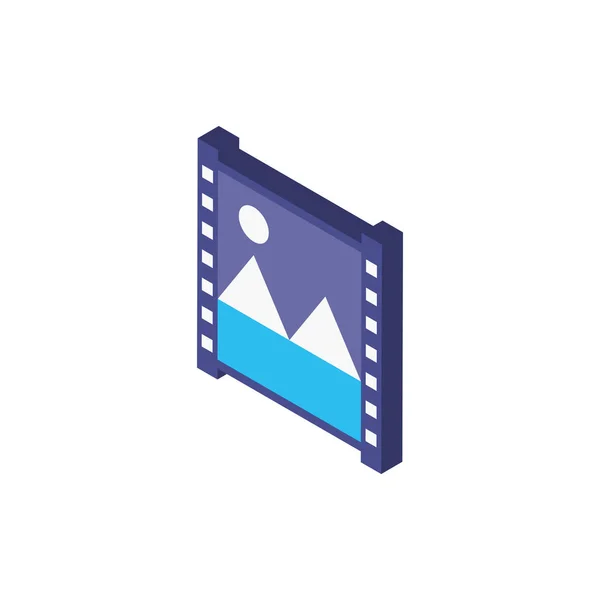 Digital movie strip isometric icon vector design — Vetor de Stock