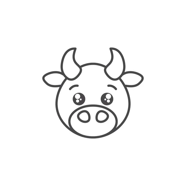 Cute cow animal farm line style icon — Stock Vector