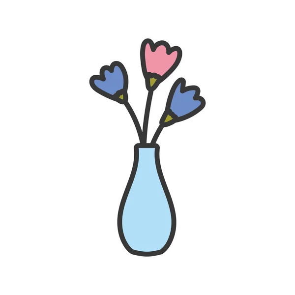 Glass vase flowers decoration ornament icon — Vetor de Stock