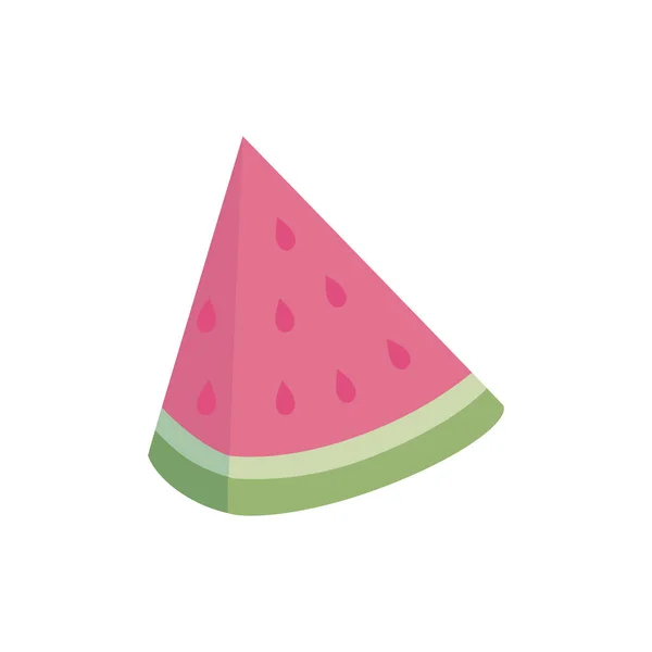 Fresh fruit slice watermelon icon on white background — Vetor de Stock