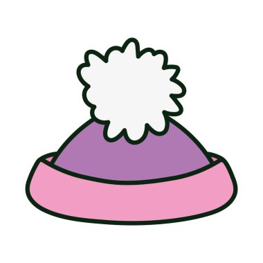 Pom pon aksesuar ikonlu sıcak şapka