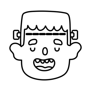 Çocuk yüz Frankenstein şaka mı şeker mi Cadılar Bayramı tasarımı mı?