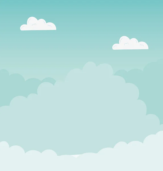 Branco e azul nuvens fundo vetor design — Vetor de Stock