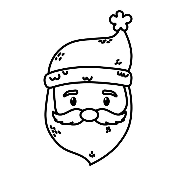 Tomten klo ansikte karaktär glad jul tjock linje — Stock vektor