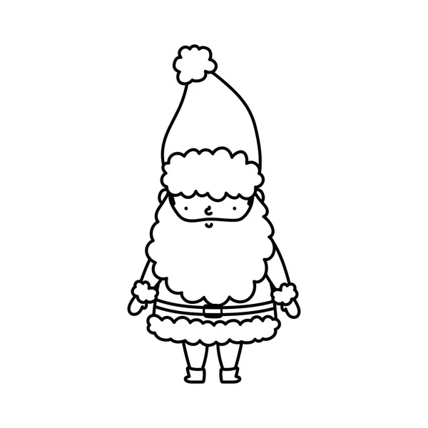 Cute santa claus character happy christmas thick line — Stock Vector