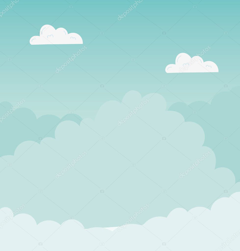 White and blue clouds background vector design