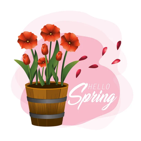 Nature spring flowers plants with leaves — 스톡 벡터