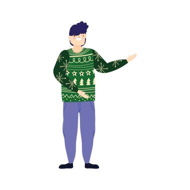 merry christmas man with green ugly sweater