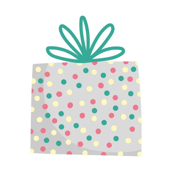 Caja de regalo envuelta icono de la fiesta decoración — Vector de stock