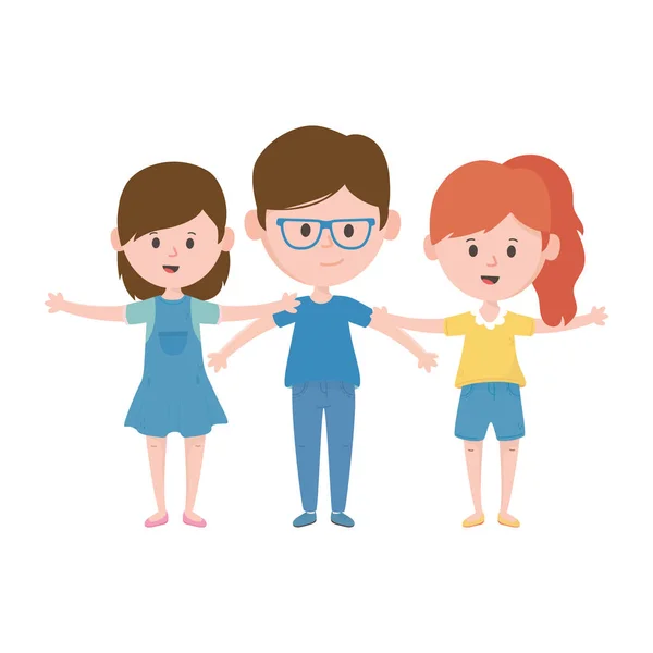 Young people together open arms characters — Stock Vector