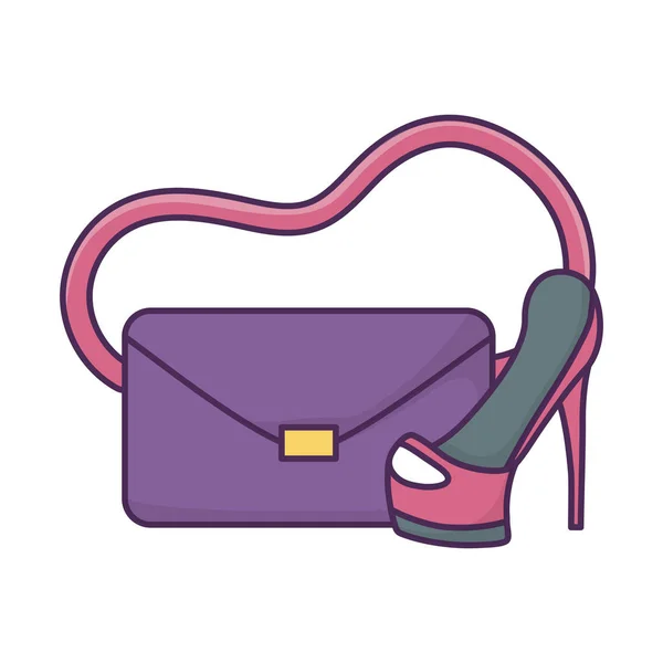 Handbag high heels icon on white background — Stock Vector