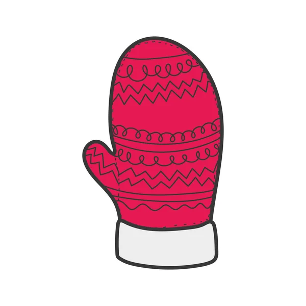 Merry christmas warm knitted glove — Stock Vector