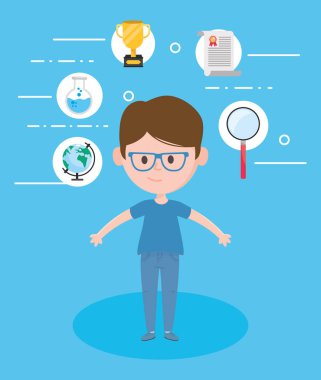 Avatar man and learning online concept vector design