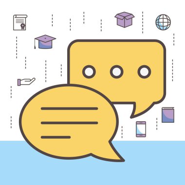 Bubbles and social media icon set vector design