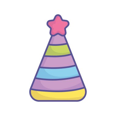 baby shower party hat with star stripe color icon