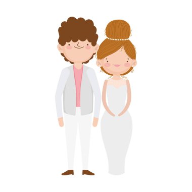 Şık takım elbiseli gelin ve damat.