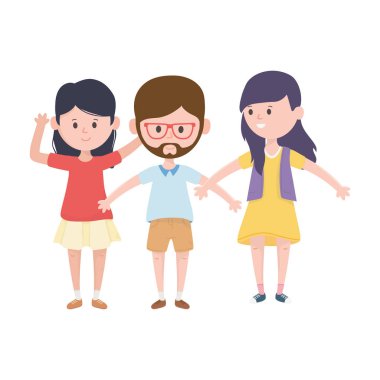 Gençler birlikte kollarını açarlar.