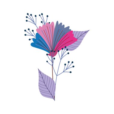 Isolated flowers and leaves drawing vector design
