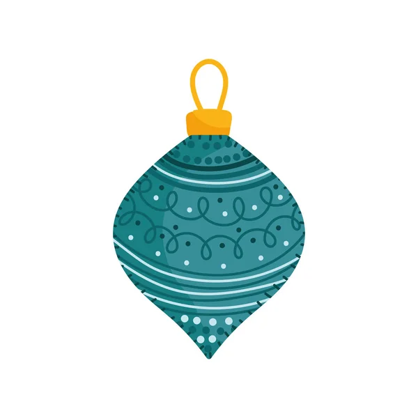 Merry christmas celebration decorative green ball — Vetor de Stock