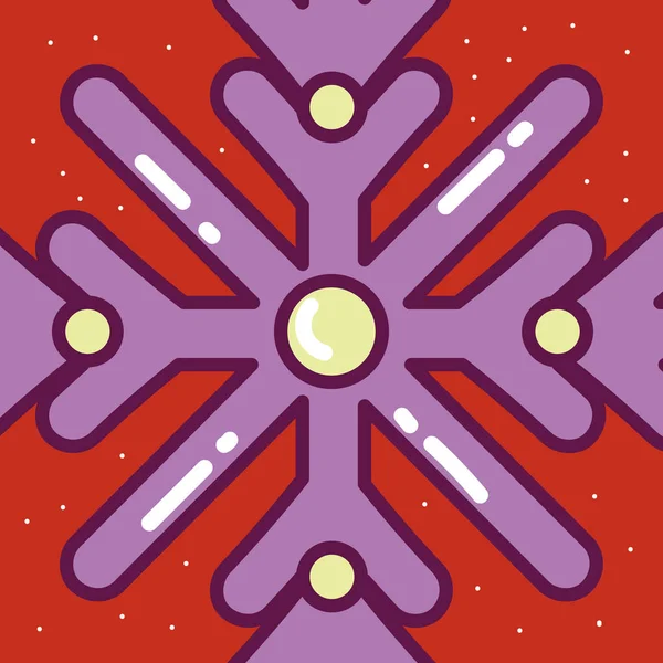 Merry christmas celebration snowflakes decoration ornament — Image vectorielle