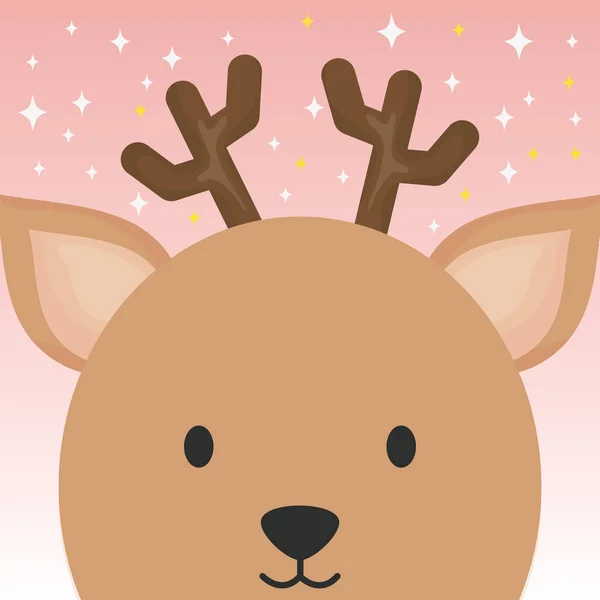 Cute deer head cartoon animal — Stockvector