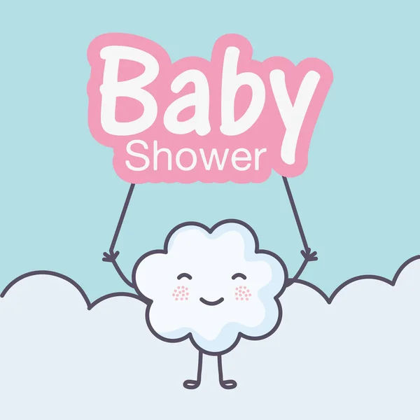 Baby shower cute cartoon cloud with lettering — Stock Vector