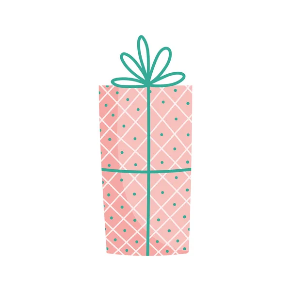 Caja de regalo envuelta icono de la fiesta decoración — Vector de stock