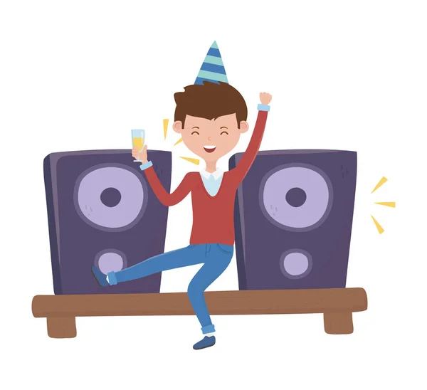 Man with speakers vector design — Stock Vector