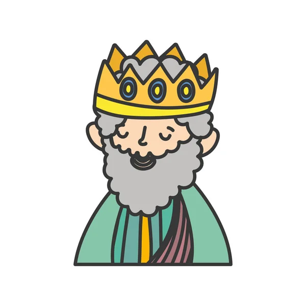 Wise king with crown manger nativity, merry christmas — Archivo Imágenes Vectoriales