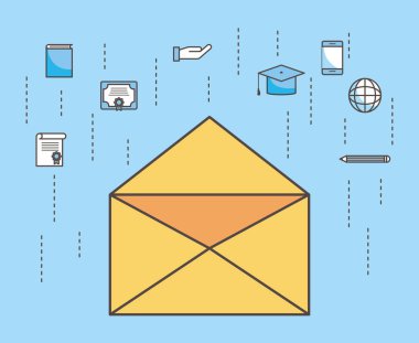 Envelope and social media icon set vector design