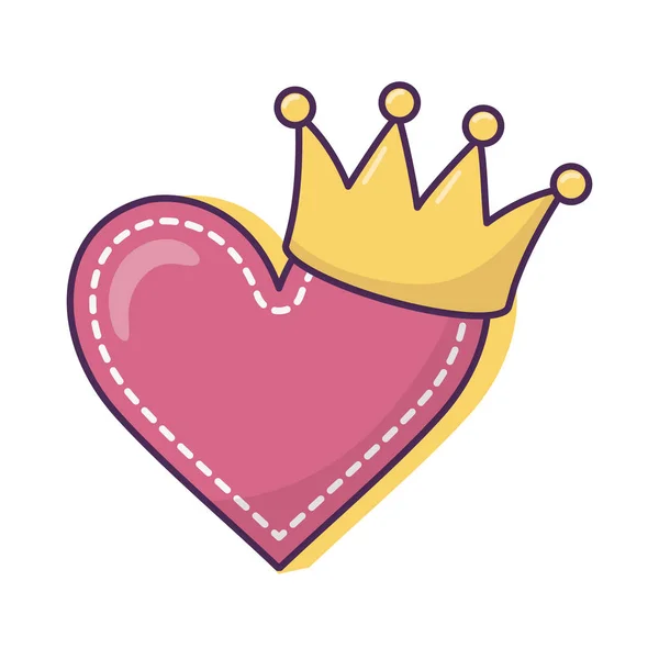 Icono de corona de amor cardíaco en fondo blanco — Vector de stock