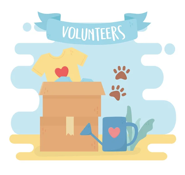 Volunteering, help charity clothes ecology animals support — Vector de stock