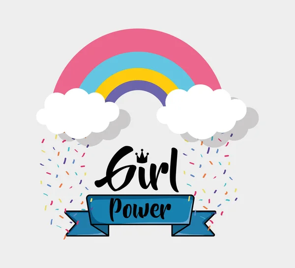 Rainbow of girl power concept vector design - Stok Vektor