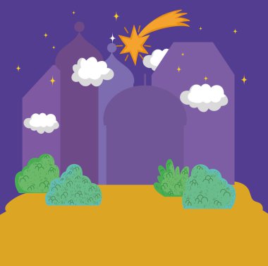 landscape night star sky nature town silhouette